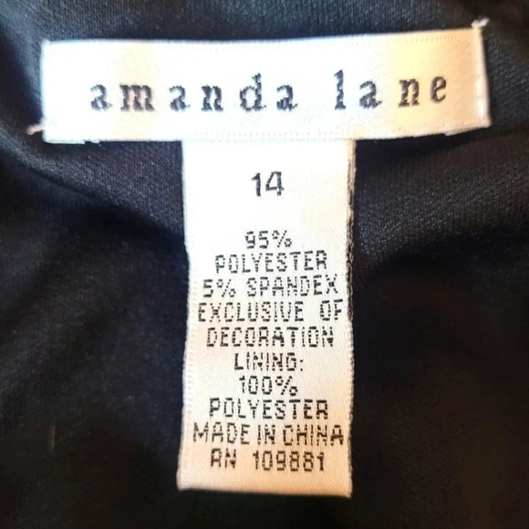 Amanda Lane Women's Asymmetrical Black Sequined Jeweled Neckline Ruffled Dress. - Picture 7 of 8